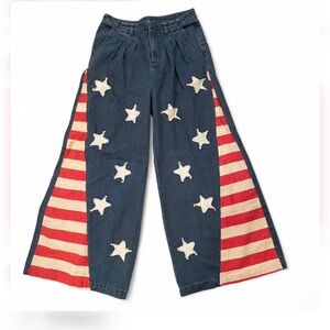 Bibi Americana USA Flag Wide Leg High Waist Jeans Size M.